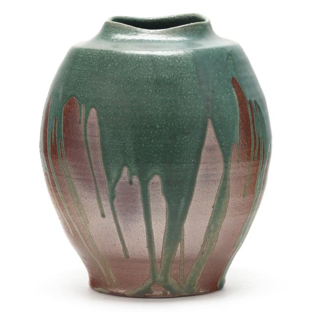 fred-johnston-seagrove-nc-drip-glazed-pottery-vase