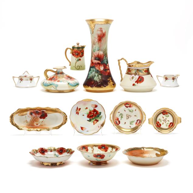 a-collection-of-pickard-china-with-poppies