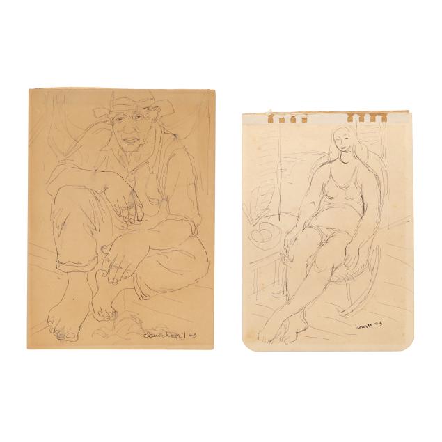 claude-howell-nc-1915-1997-two-sketches-of-seated-figures