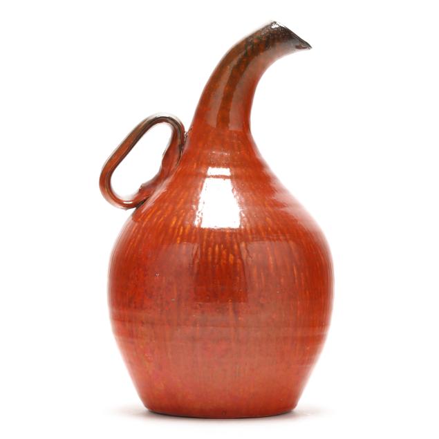 attributed-j-b-cole-pottery-steeds-nc-chrome-red-elephant-pitcher