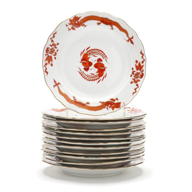 twelve-meissen-i-red-dragon-i-porcelain-plates