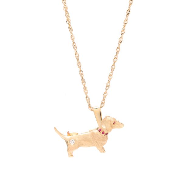 gold-dachshund-pendant-brooch-henry-danker-with-chain