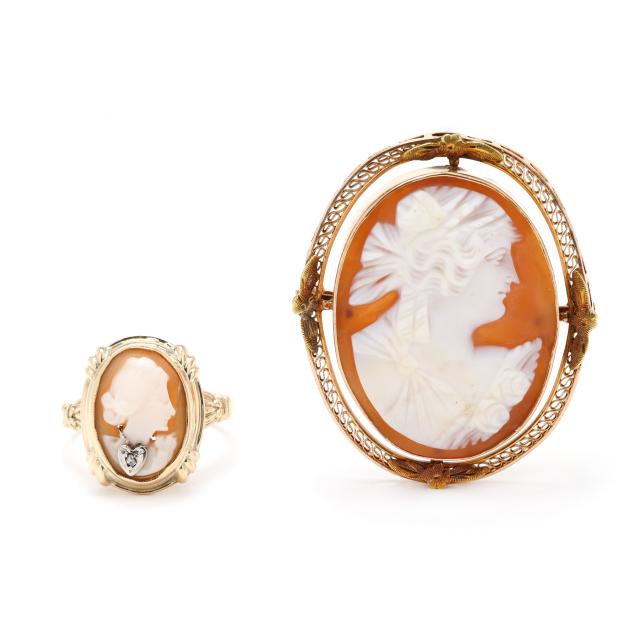 vintage-gold-cameo-brooch-and-ring