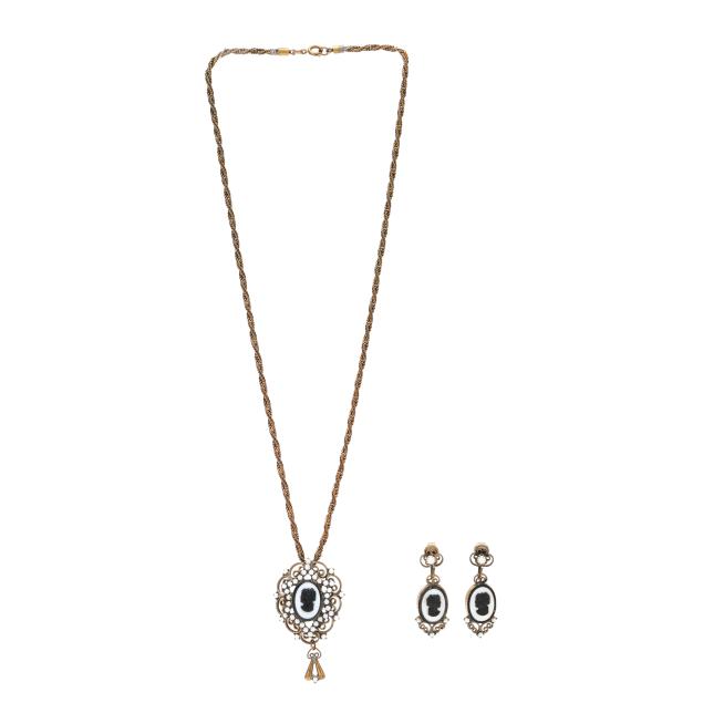 vintage-costume-cameo-necklace-and-earrings