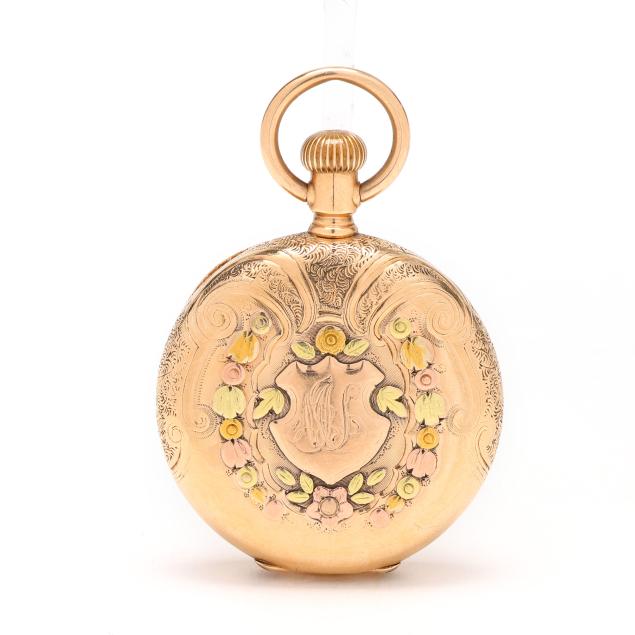 antique-tri-color-gold-hunting-case-pocket-watch-waltham