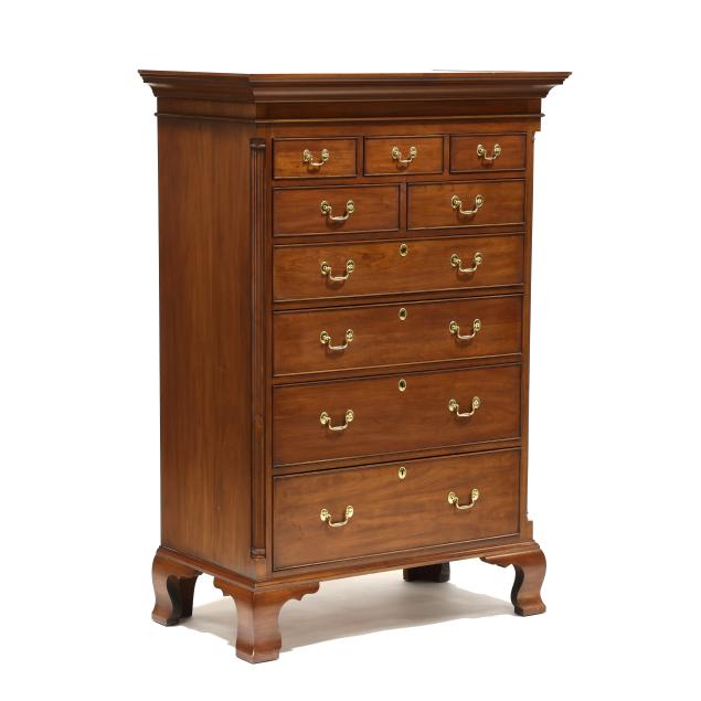 henkel-harris-chippendale-style-cherry-tall-chest-of-drawers