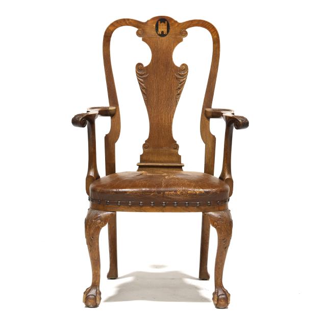 antique-english-carved-and-inlaid-oak-armchair