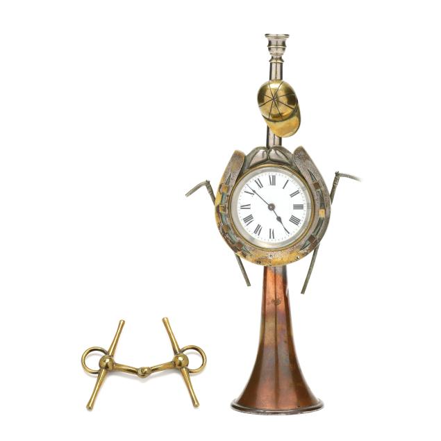 equestrian-theme-silver-plated-brass-and-copper-table-clock