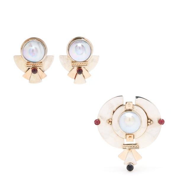 silver-modernist-brooch-and-earrings-arlene-siwak