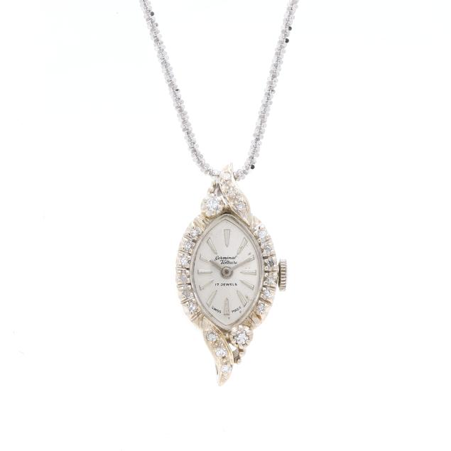 white-gold-and-diamond-watch-necklace