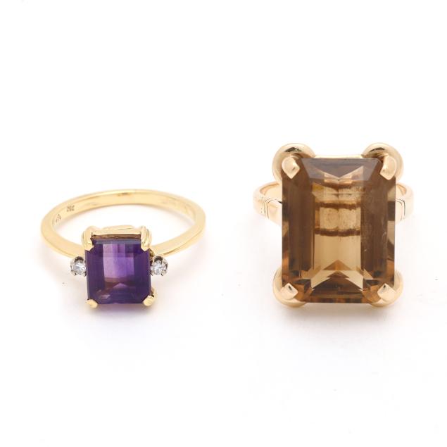two-gold-and-gem-set-rings