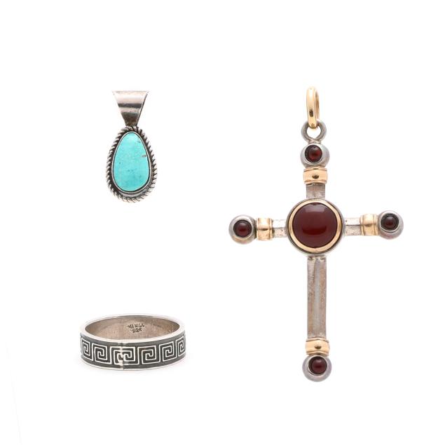 group-of-silver-and-gem-set-jewelry