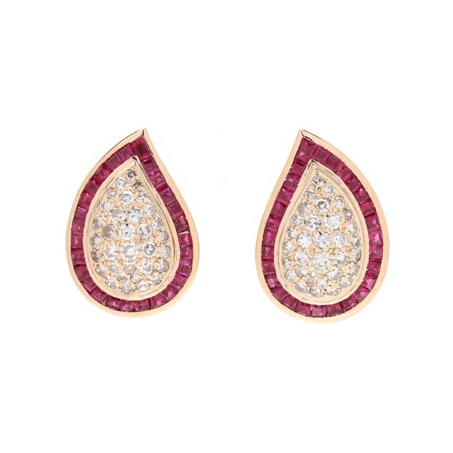 retro-gold-synthetic-ruby-and-diamond-earrings