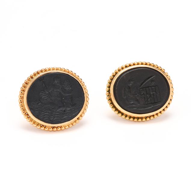 gold-and-basalt-intaglio-cufflinks