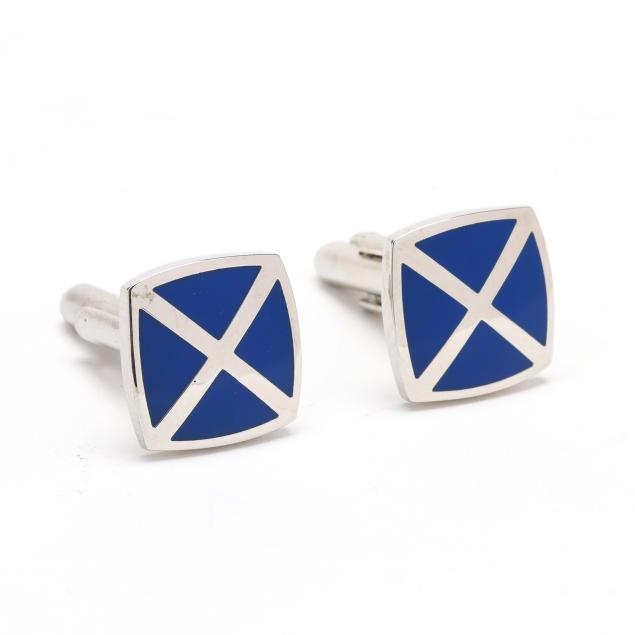 silver-plated-and-enamel-x-motif-cufflinks