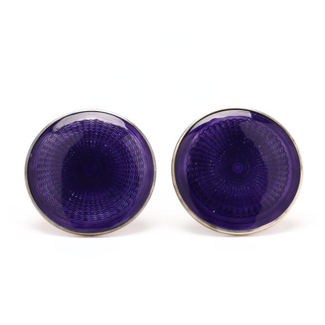 silver-and-purple-guilloche-enamel-cufflinks