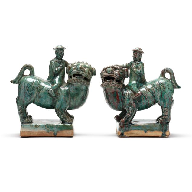 a-pair-of-chinese-teal-glazed-ceramic-foo-dogs-and-riders
