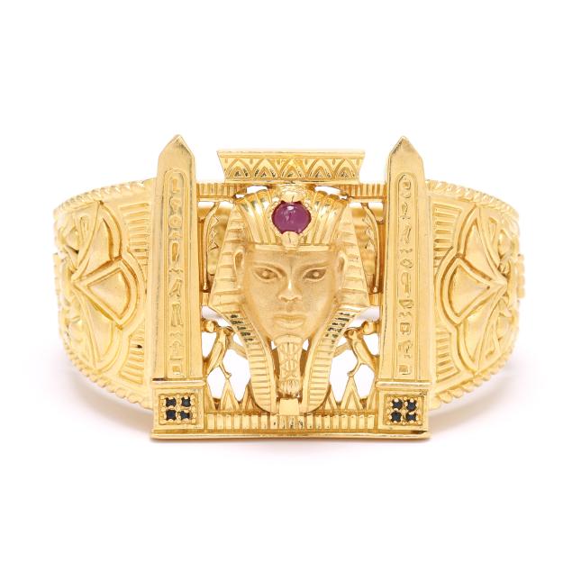 vintage-gold-and-gem-set-egyptian-motif-bangle-bracelet