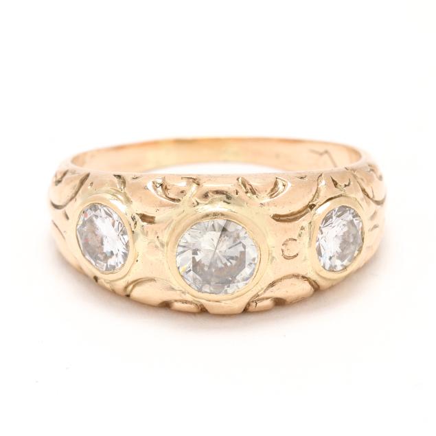 gold-and-three-stone-diamond-ring