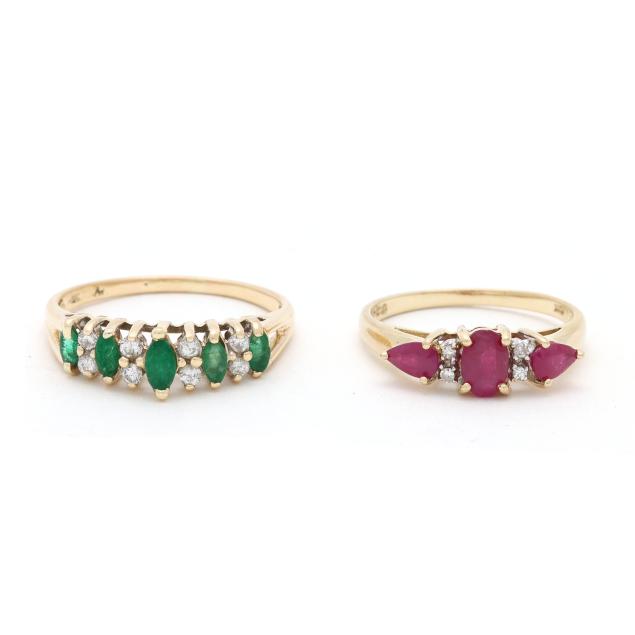 two-gold-and-gem-set-rings