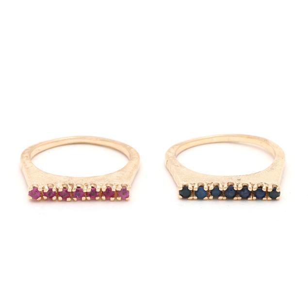 pair-of-gold-and-gem-set-rings