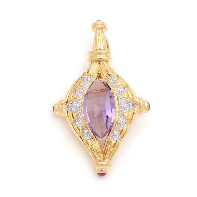 gold-amethyst-ruby-and-diamond-pendant-brooch-bellarri