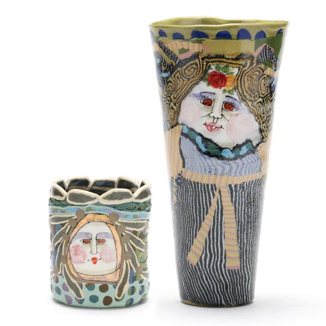 jane-peiser-nc-1933-2022-two-whimsical-ceramic-tumblers