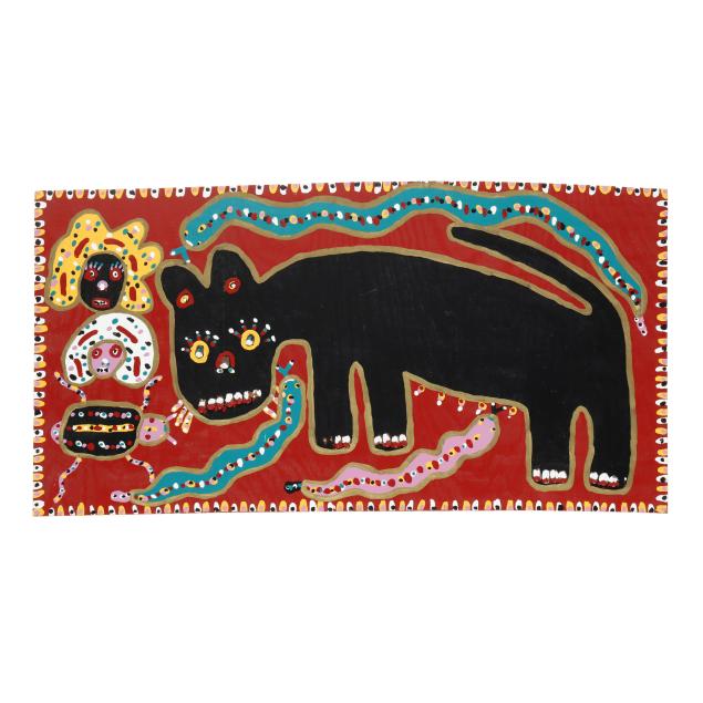 richard-burnside-sc-nc-b-1944-untitled-black-cat-figures-snakes-and-insect