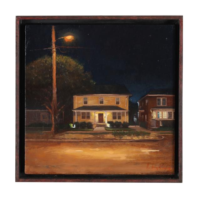 alberto-ortega-spanish-b-1976-yellow-house-at-night