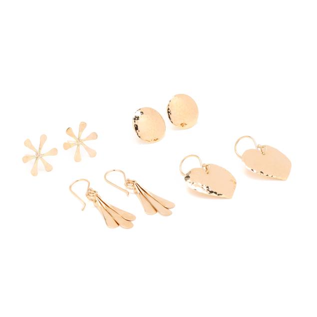 four-pairs-of-gold-earrings-black-mountain-silver