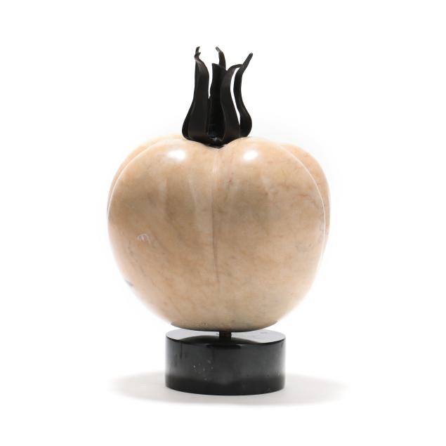stephanie-le-roux-france-b-1964-bronze-and-carved-marble-sculpture-of-a-tomato