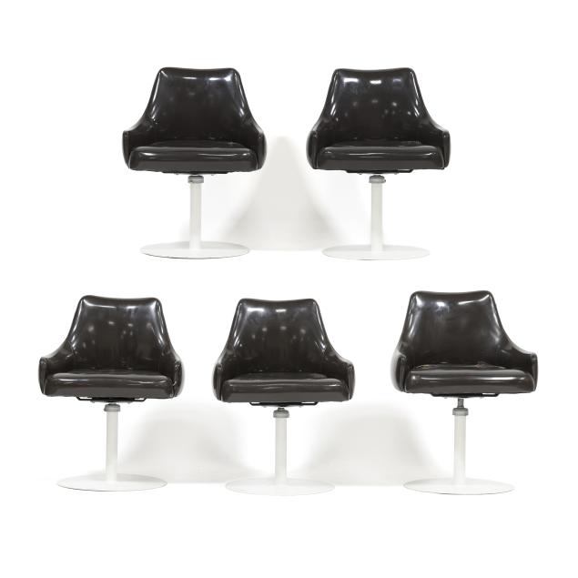 milo-baughman-american-1923-2003-set-of-five-vintage-swivel-chairs