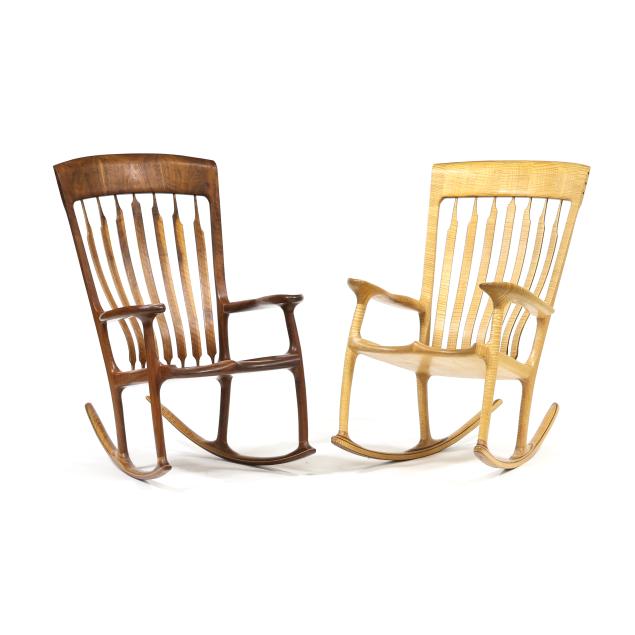cliff-campbell-american-20th-century-two-american-craft-rocking-chairs