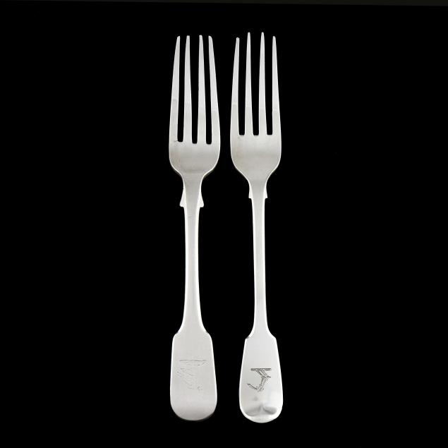 two-george-iii-silver-forks-with-armorial-monograms