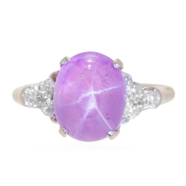 white-gold-purple-star-sapphire-and-diamond-ring