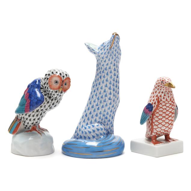 herend-three-fishnet-porcelain-animals