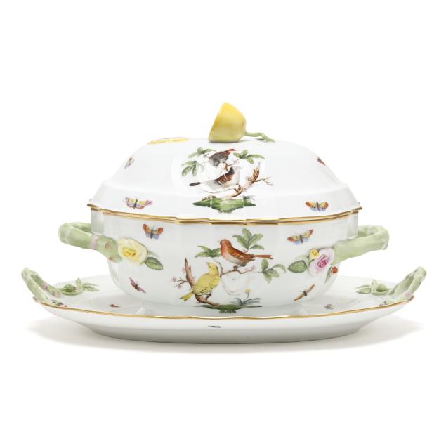 herend-i-rothschild-bird-i-porcelain-tureen-and-underplate