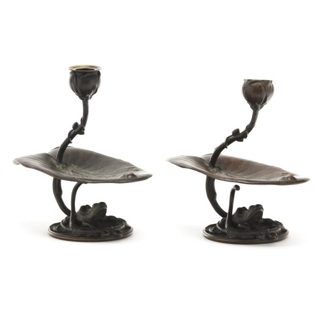 pair-of-french-art-nouveau-bronze-frog-and-lily-pad-candlesticks