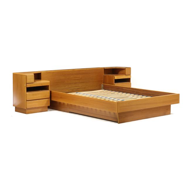 scan-design-teak-queen-size-platform-bed-and-pair-of-nightstands