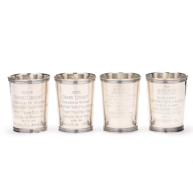 four-sterling-silver-horse-trophy-julep-cups-for-the-grand-circuit