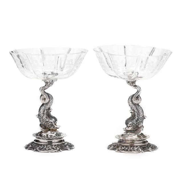 pair-of-german-silver-and-glass-dolphin-compotes