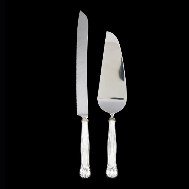 tiffany-co-i-lotus-i-cased-sterling-silver-cake-knife-set