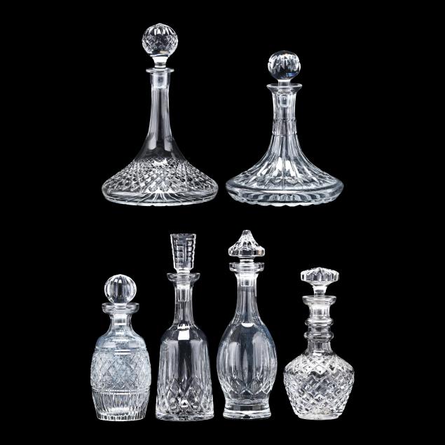 six-crystal-decanters-including-waterford