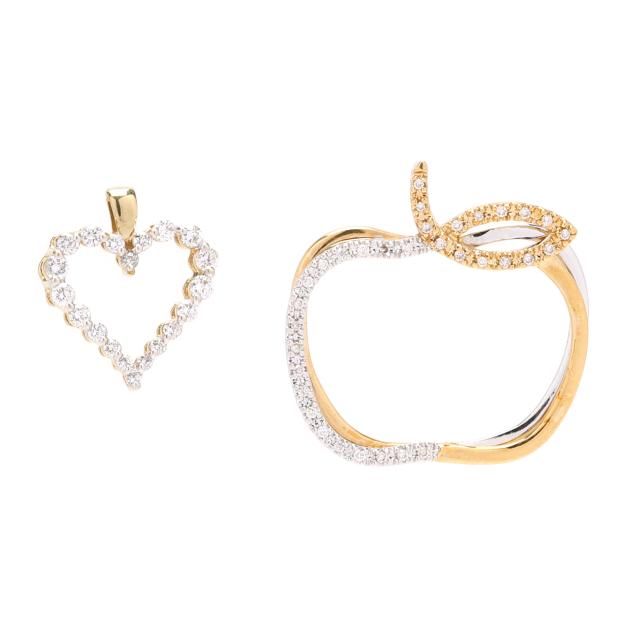 two-gold-and-diamond-pendants