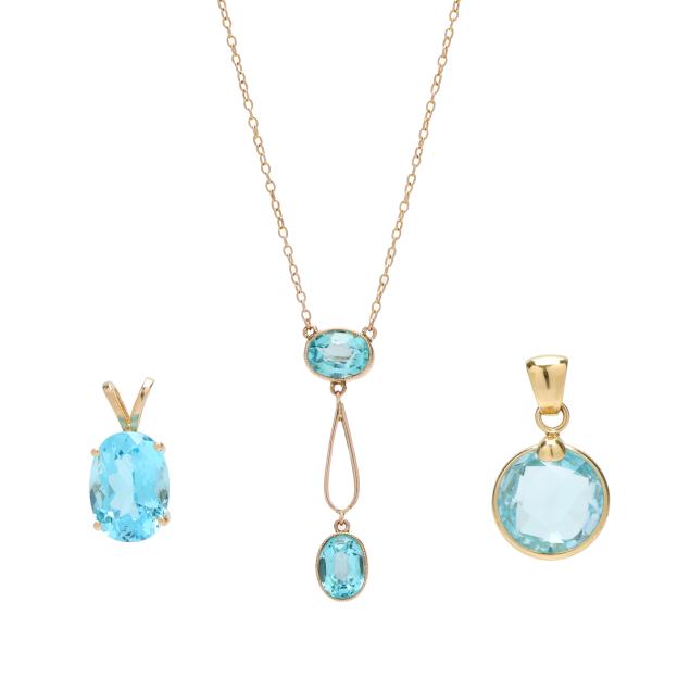 group-of-gold-and-gem-set-pendants