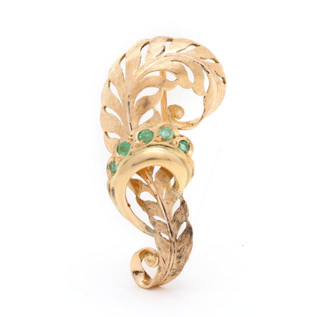 gold-and-emerald-feather-brooch