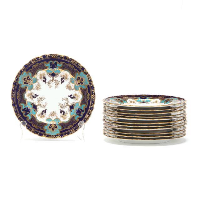royal-crown-derby-twelve-cobalt-and-gilt-china-plates