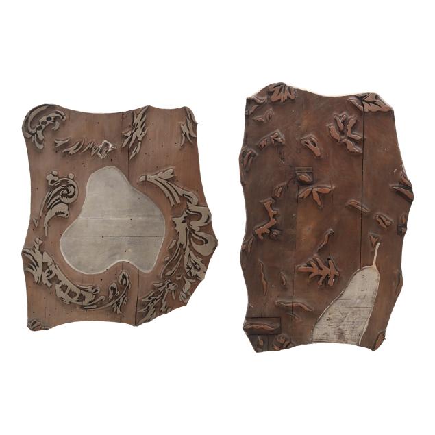 two-antique-french-textile-printing-blocks-with-scrolling-and-foliate-patterns