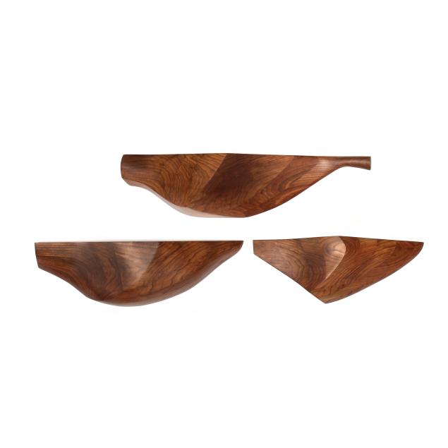 david-hymes-american-b-1965-three-sculptural-wall-shelves-in-walnut