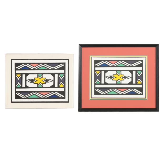 dr-esther-mahlangu-south-african-b-1935-two-ndebele-abstracts